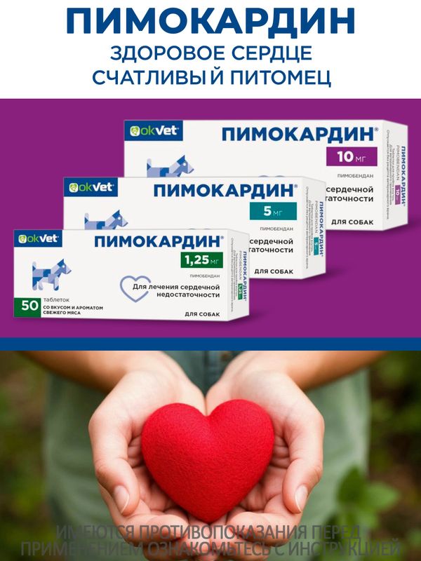 Таблетки для лечения сердечной недостаточности у собак Пимокардин 10мг (АВЗ), Пимобендан, 50 таблеток