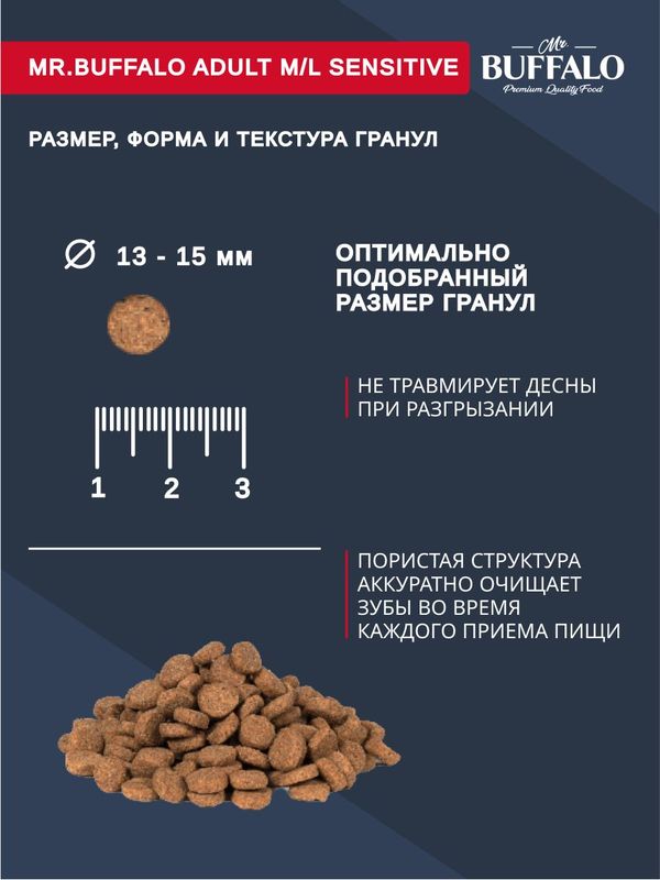 Сухой корм Mr.Buffalo SENSITIVE для собак средних и крупных пород с янгенком 14кг