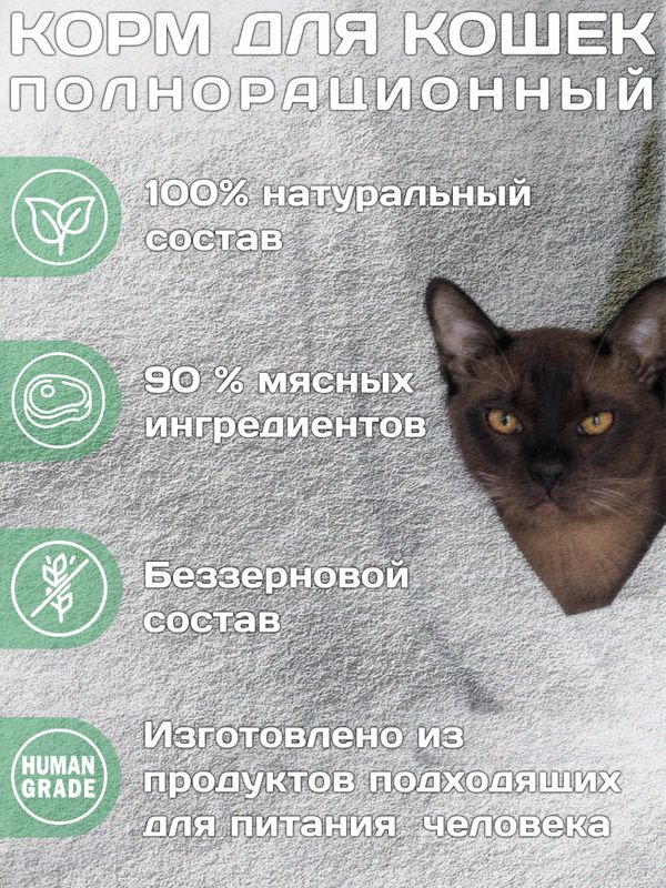 Lucky bits Holistic беззерновой полнорационный консервированный корм для кошек старше 3 месяцев филе кролика с клюквой,100г