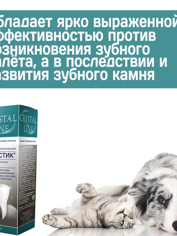 Гель стоматологический для животных Зубастик CRYSTAL LINE на основе лекарственных трав, коры дуба и прополиса, 30мл