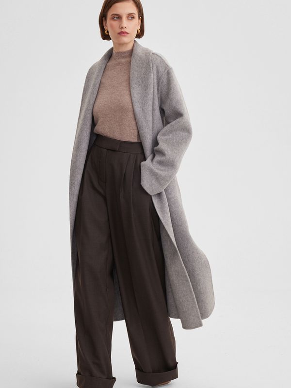 Пальто с воротником шалька double coat