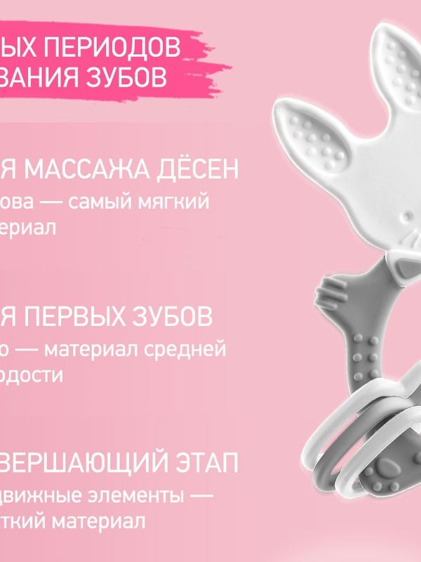 Прорезыватель универсальный BUNNY TEETHER серый ROXY-KIDS (3мес+)