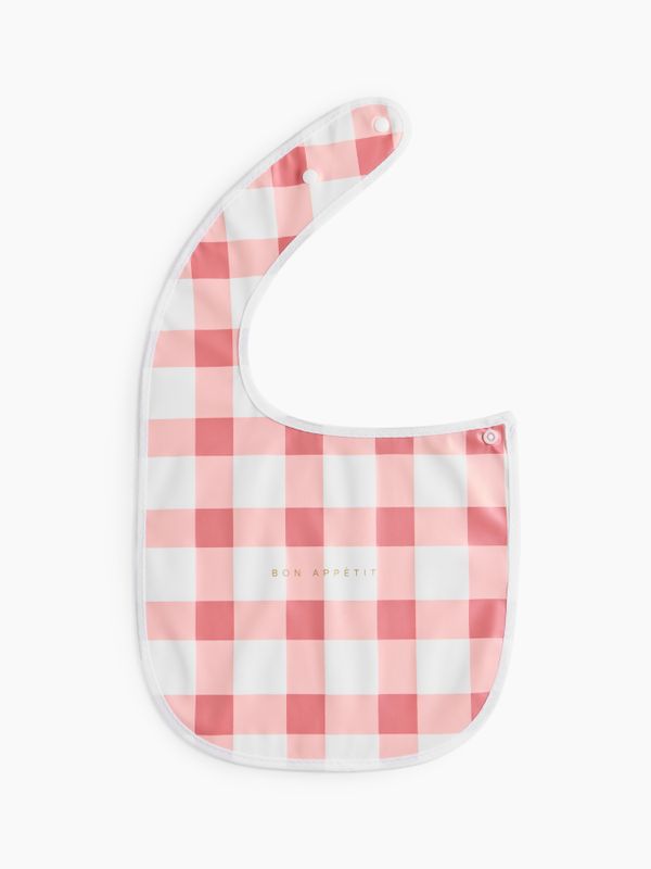 Нагрудный фартук на кнопке 2 шт checkered pattern and cherry Happy Baby (6мес+)