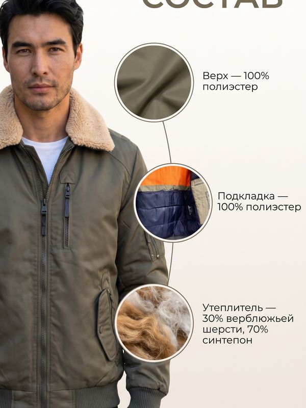 Зимняя куртка-бомбер в стиле милитари 916439792 РР3