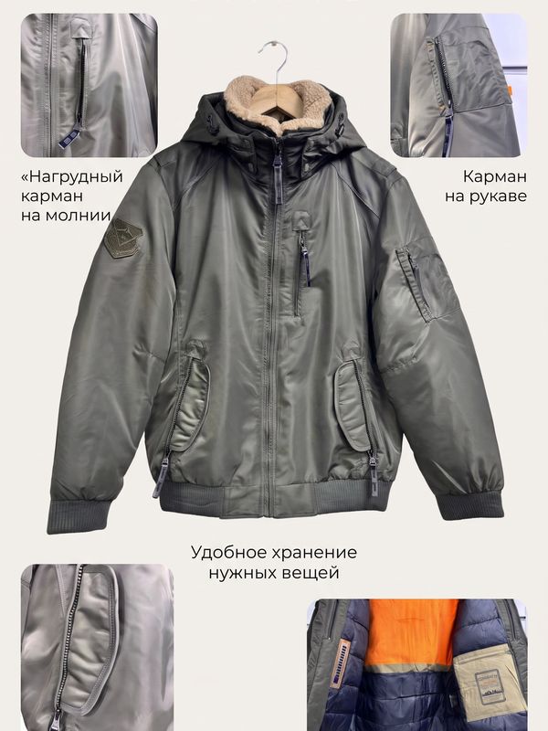 Зимняя куртка-бомбер в стиле милитари 916439792 РР3