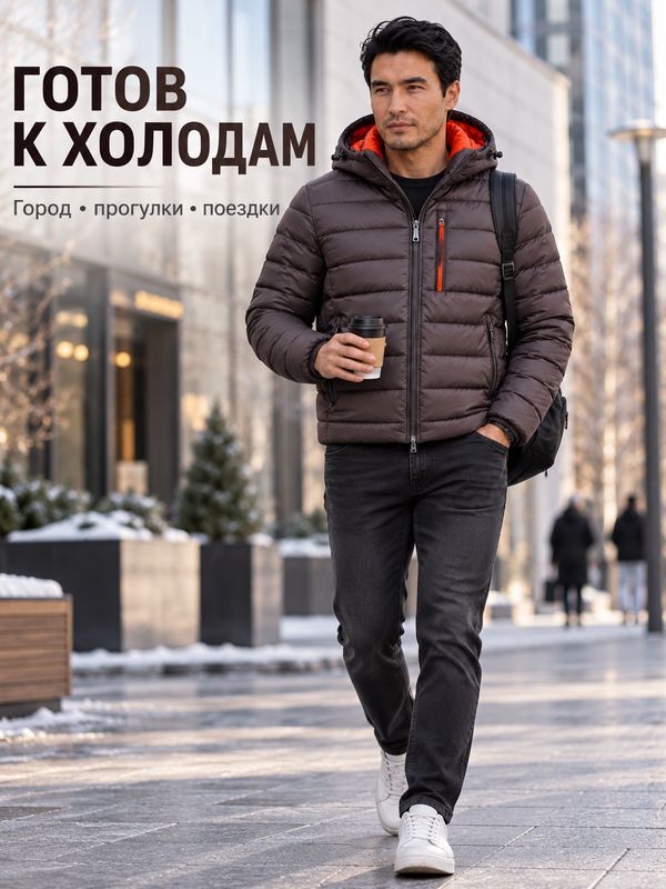 Зимняя куртка коричневого цвета  474383696  РР3
