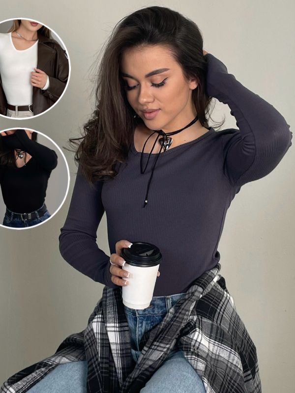 Асимметричный лонгслив в рубчик SHOPDAANNA 72450108