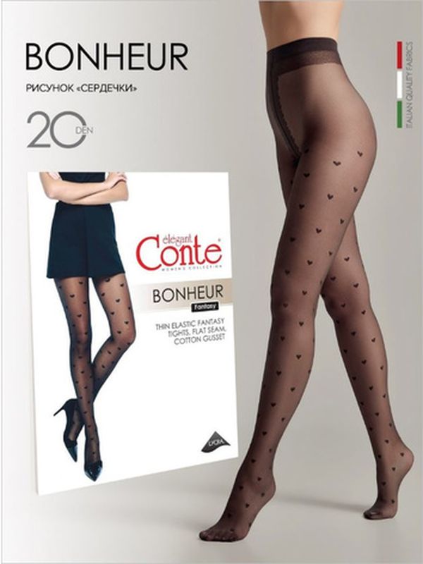 Conte Bonheur 20 DEN (узор сердечки)