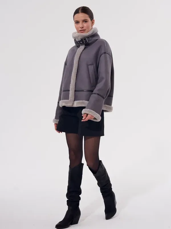 MW Collection Дубленка  искусственный мех 1031-436D-M395  р.50/52