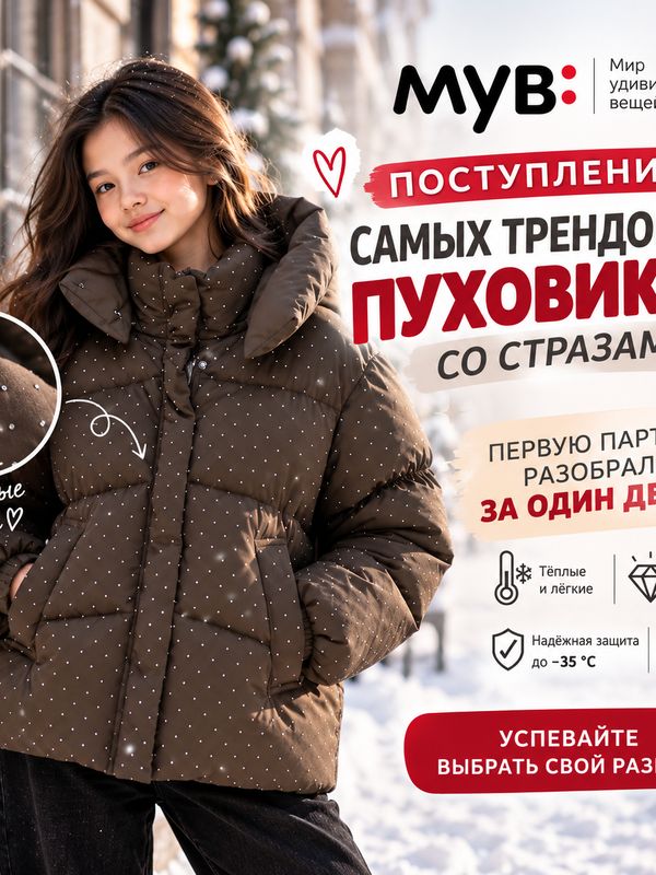 Пуховик зима со стразами