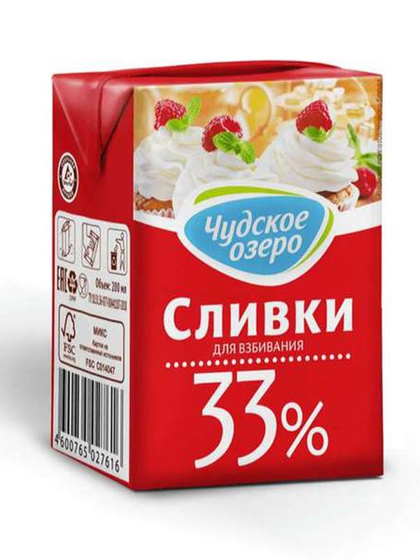 Сливки "Чудское озеро" 33%