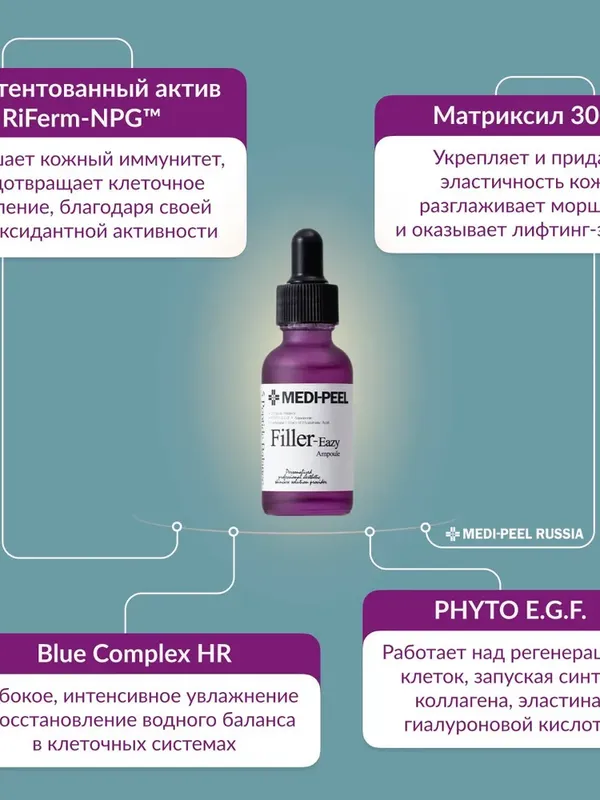 Ампула-филлер с пептидами и EGF от морщин MEDIPEEL⁺ Eazy Filler Ampoule (30ml)