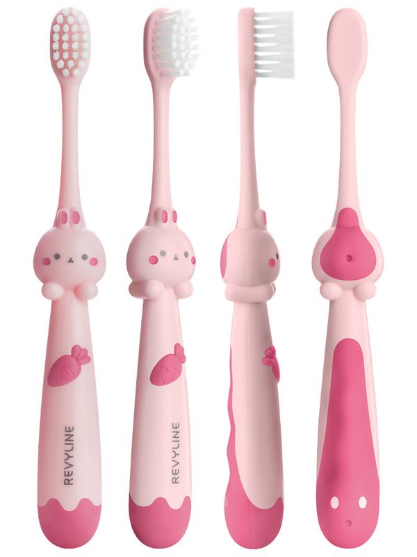 Revyline Bunny Duo. Зубная щётка детская, розовая и оранжевая