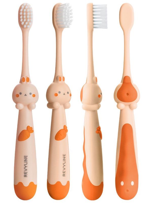 Revyline Bunny Duo. Зубная щётка детская, розовая и оранжевая