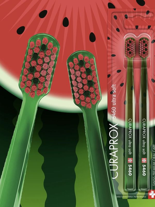 Набор зубных щёток Curaprox 5460 Ultra Soft (2шт.) Watermelon Summer Edition