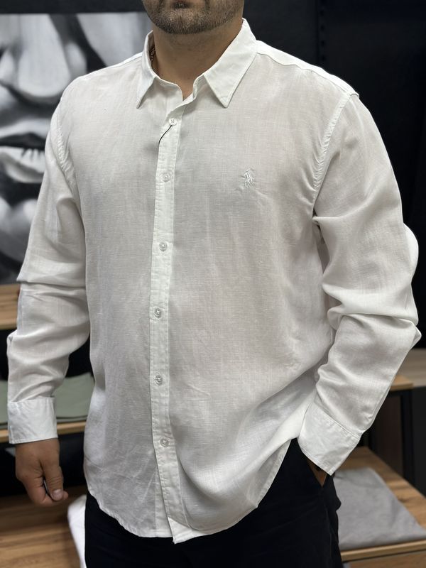 Рубашка лен белая XL, 3XL, 4XL