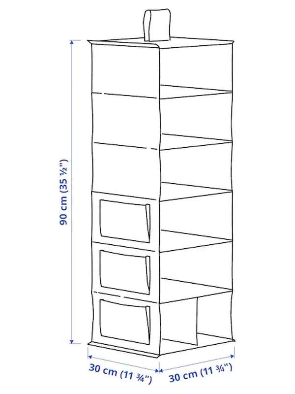 Подвесной модуль,7отделений, серый/с рисунком 30x30x90 см БЛЭДДРАРЕ