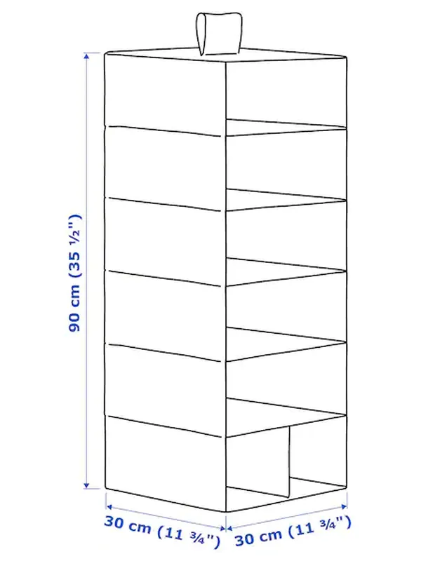 Модуль для хранения, 7 отделений, белый/серый 30x30x90 см СТУК