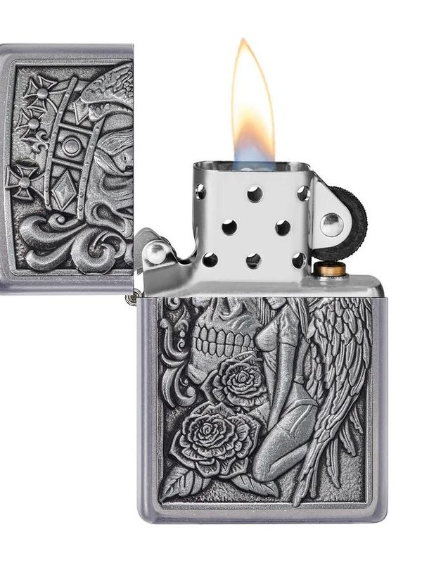 49442 207 Zippo Skull And Angel Emblem
