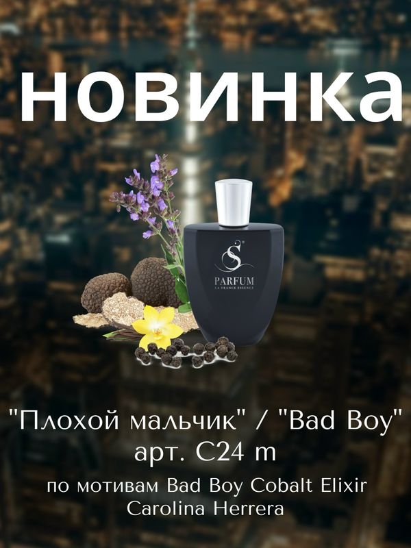 C-024  men Плохой мальчик, по мотивам Bad Boy Cobalt Elixir Carolina Herrera