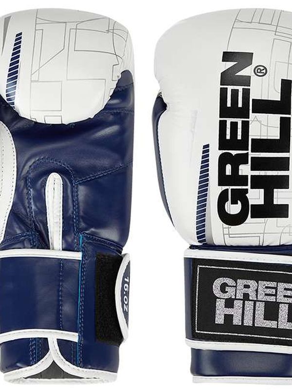 Боксерские перчатки Green Hill COMET (бело-синие) 12 OZ
