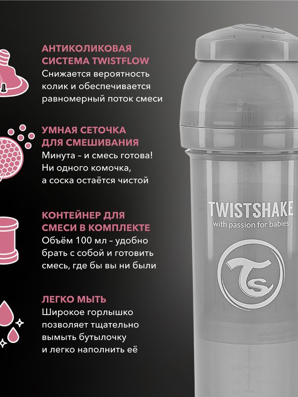 Антиколиковая бутылочка для кормления Twistshake (260 мл)
