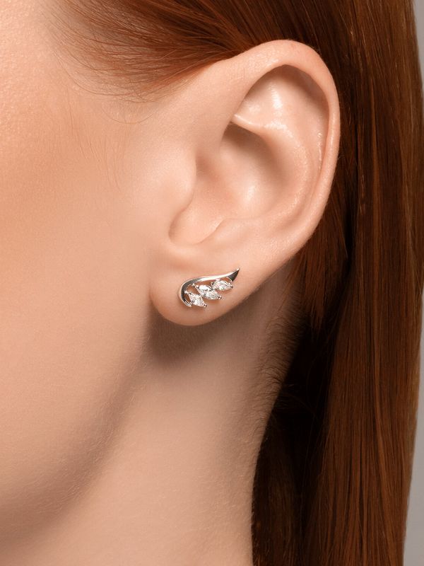 Серьги из серебра с фианитами