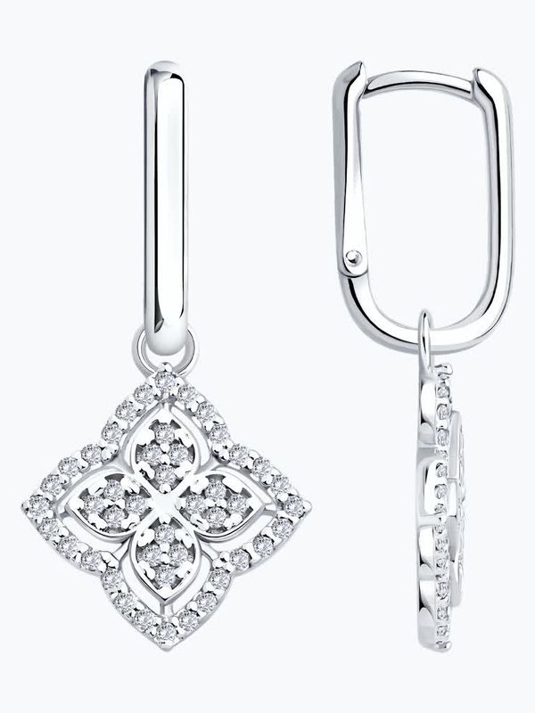 Серьги из серебра с фианитами