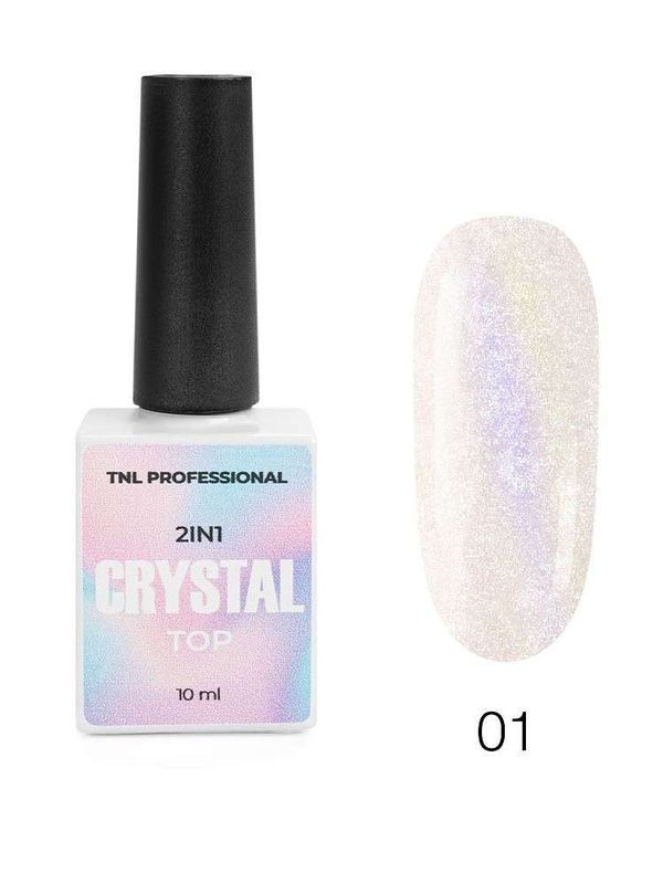 TNL Crystal Top 2 в 1, с эффектом втирки, №01 - лилово-перламутровый, 10 мл