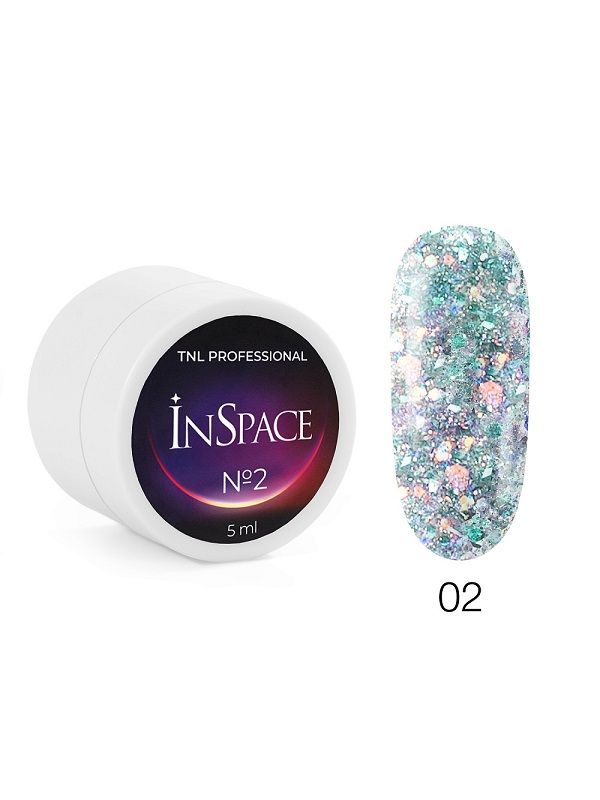TNL Гель для дизайна InSpace, светоотражающий с голографическим глиттером