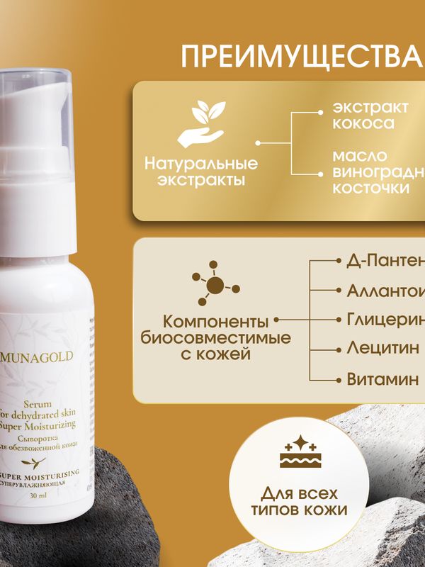 Суперувлажняющая сыворотка для обезвоженной кожи, 30 мл