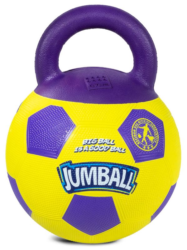 75366 Игрушка для собак Мяч футбольный c ручкой желтый 26см, серия JUMBALL