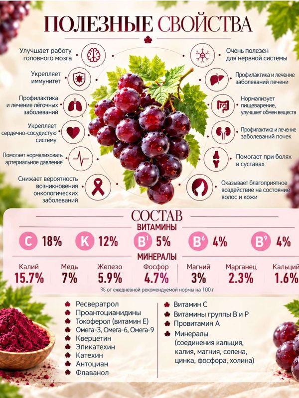 Виноградная пудра (экстракт) с ресвератролом