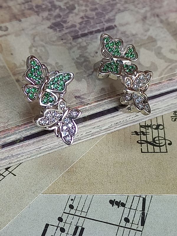 Серебряный комплект бабочки