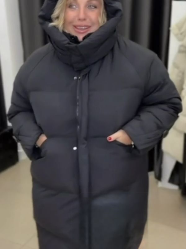 Пуховик с пуговицами
