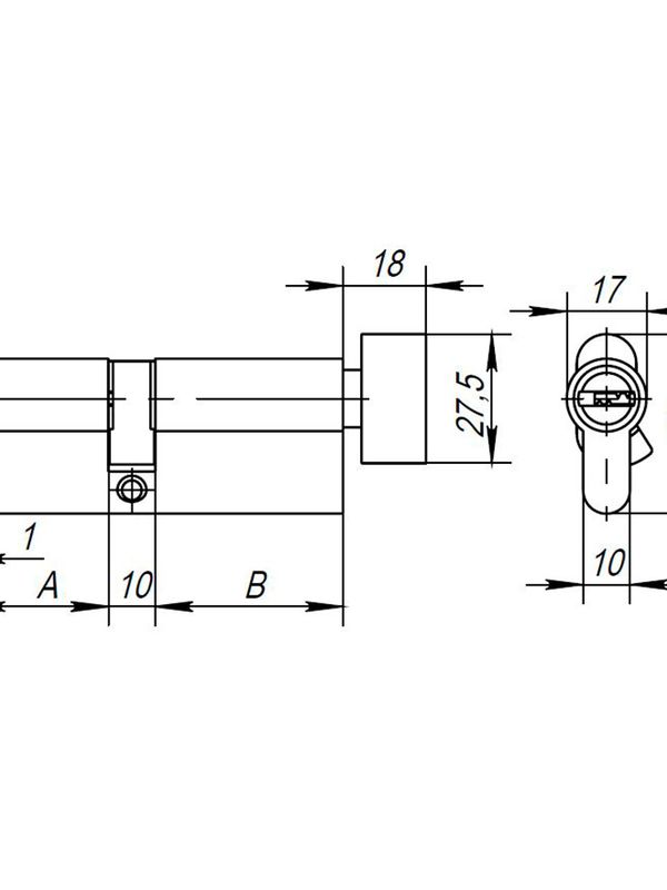 Цилиндровый механизм (AX202/100) AX2002Knob100 (40+10+50) CP хром с вертушкой (Аякс)