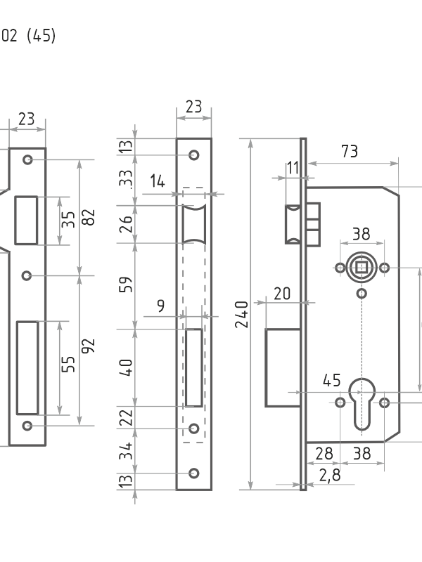 Корпус замка врезного КЗВ-102 (Нора-М)