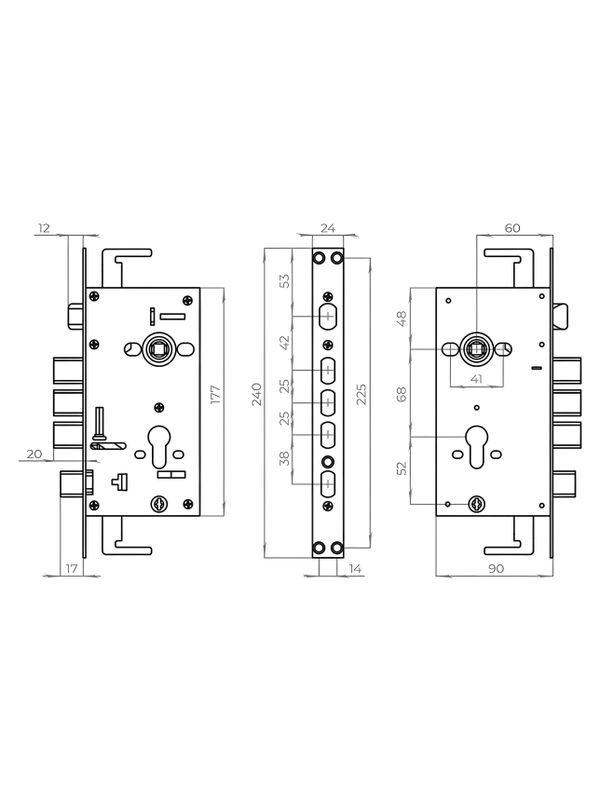 Корпус врезного замка без ц/механизма CH-09CT (Аякс)