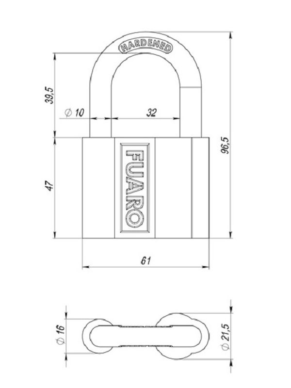 Замок навесной PL-PROTEC-4061 3key англ. (Фуаро)