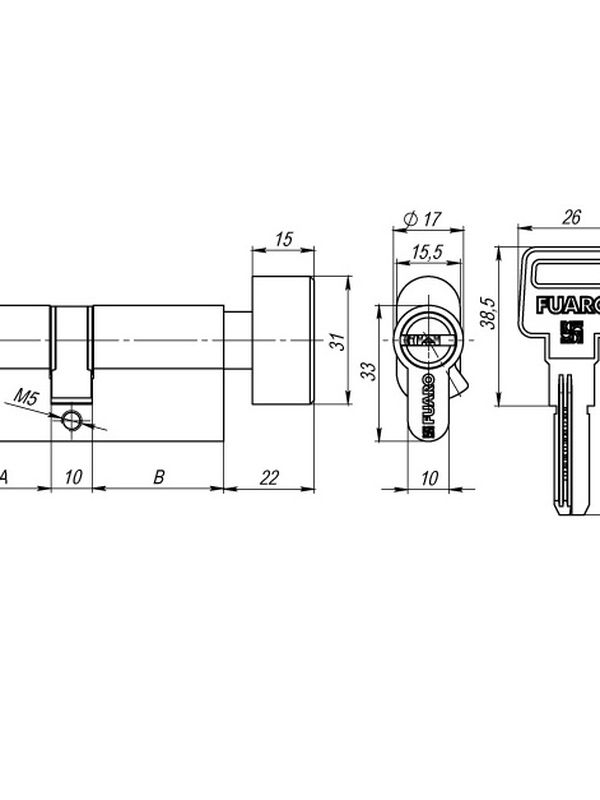 Цилиндровый механизм (R602/90) R6002Knob90(35+10+45) CP хром 5Key с вертушкой (Фуаро)