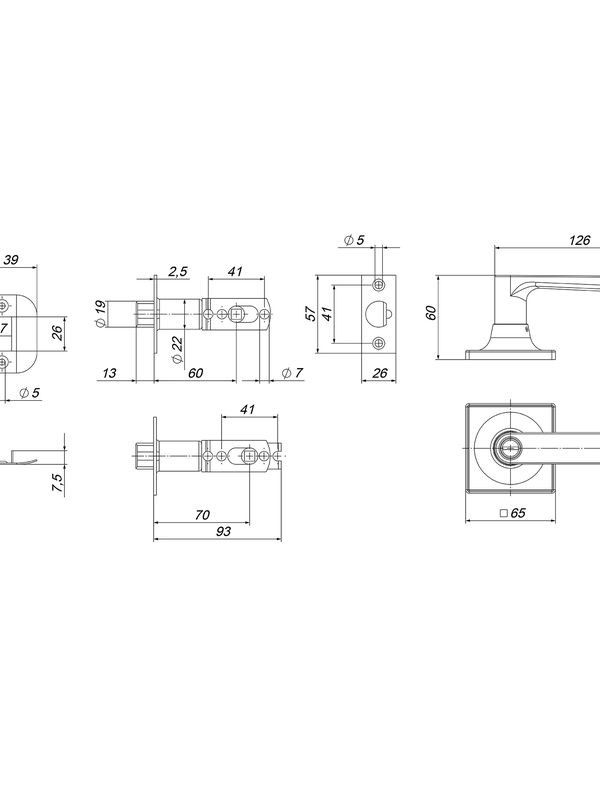Ручка защелка DK710/BL черный (Пунто)