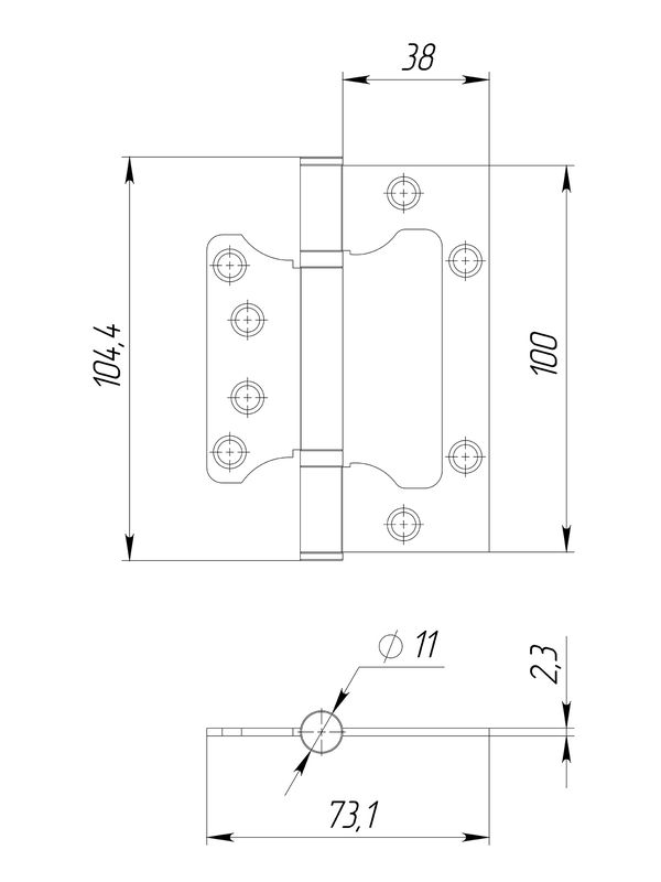 Петля универсальная без врезки IN4000W (100x2,3) (Аякс) (1 шт.)