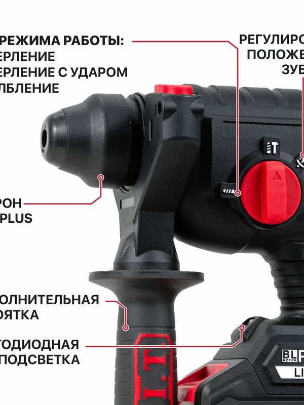 Перфоратор SDS-Plus аккум. бесщеточный P.I.T. PBH20H-22B СОЛО