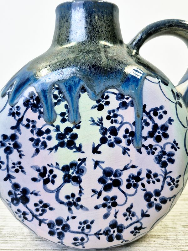 Handmade ceramic vase with painting