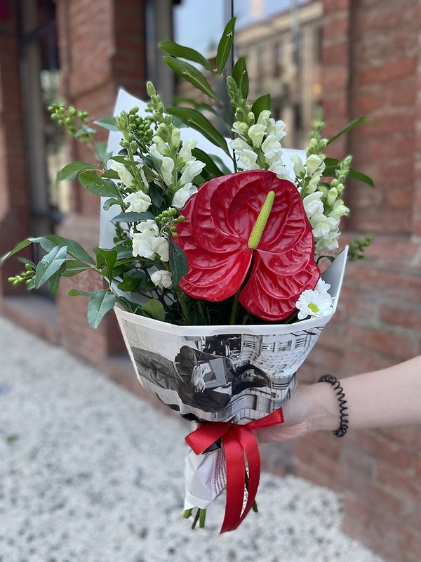 A bouquet of red anthurium