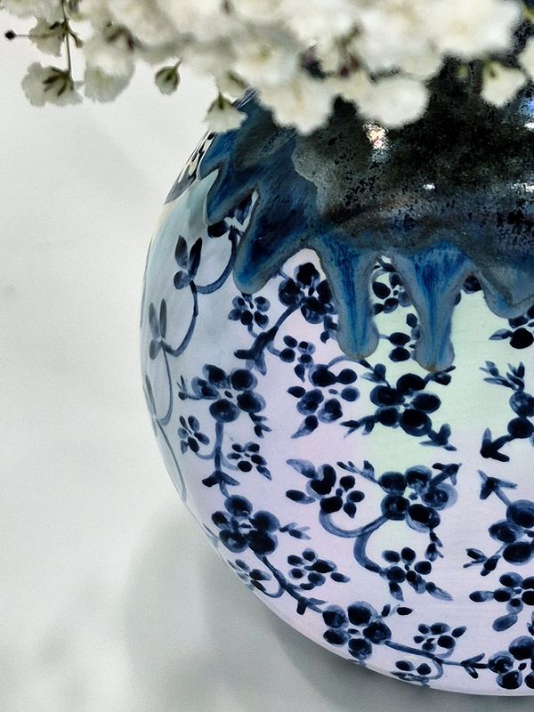 Handmade ceramic vase with painting
