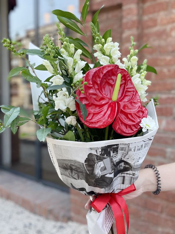 A bouquet of red anthurium