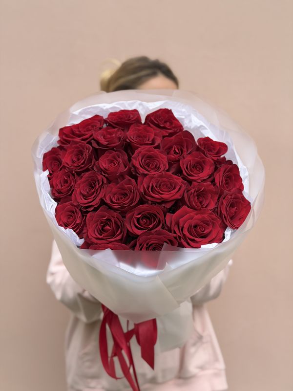 Красные Эквадорские розы 25 шт, арт.725