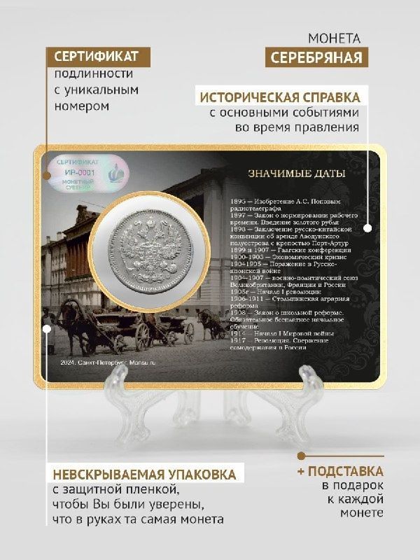 Монета Николай 2 Российская Империя