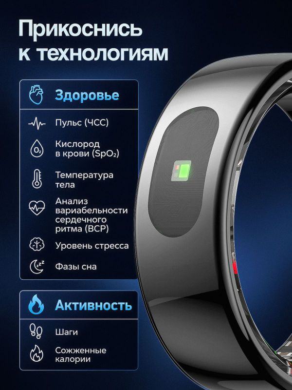 Умное кольцо #7 черное R08